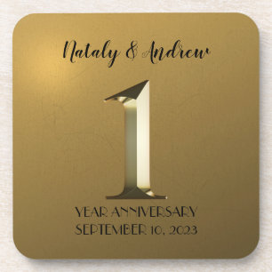 Metallic gold eerste trouwdag bier onderzetter