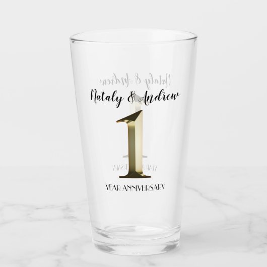 Metallic gold eerste trouwdag glas (Voorkant)