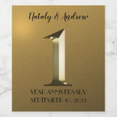 Metallic gold eerste trouwdag wijn etiket (Enkel label)
