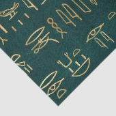 Metallic Gold Egyptian Hieroglyphs op Forest Green Tissuepapier (Detail)