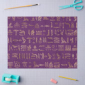 Metallic Gold Egyptian Hieroglyphs op Paars Tissuepapier (Craft)