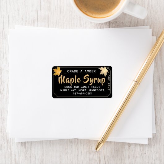 Metallic Gold en Black Maple Address Label (Insitu)