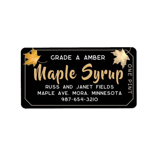 Metallic Gold en Black Maple Address Label (Voorkant)