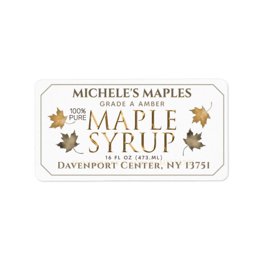 Metallic Gold en White Maple Address Label (Voorkant)