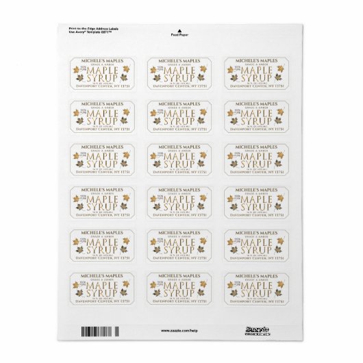 Metallic Gold en White Maple Address Label (Full Sheet)