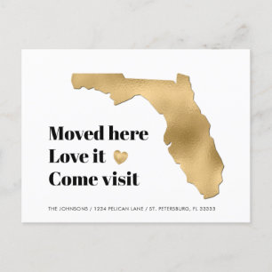 Metallic Gold Florida Carte Nouvelle adresse