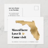 Metallic Gold Florida Carte Nouvelle adresse (Devant / Derrière)