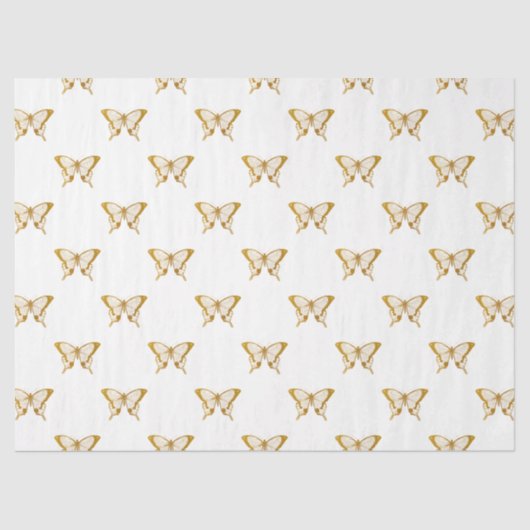 Metallic Gold Foil Butterflies op White Tissuepapier (Voorkant)