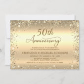 Metallic Gold Glitter 50th Wedding Anniversary Kaart (Voorkant)