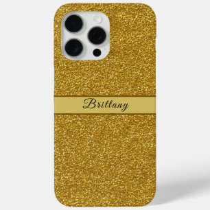 Metallic Gold Glitter Artsy Abstract Naam toevoege iPhone 15 Pro Max Hoesje