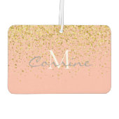 Metallic Gold Glitter Rain +Roos Quartz Monogram Luchtverfrisser (Achterkant)