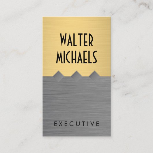 Metallic Gold Grey Color Block Visitekaartje (Voorkant)