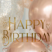 Metallic Gold Happy Birthday Sticker en hart