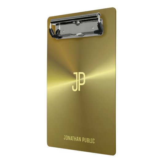 Metallic Gold Kijk Elegant Monogramed Sjabloon Mini Klembord (Angled2)