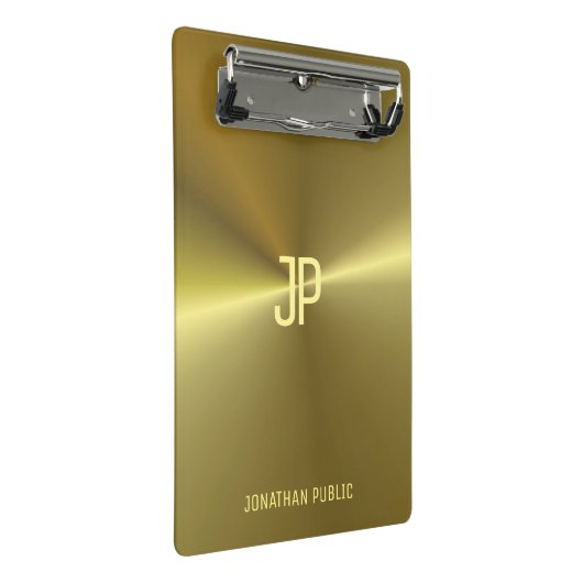 Metallic Gold Kijk Elegant Monogramed Sjabloon Mini Klembord (Schuin)