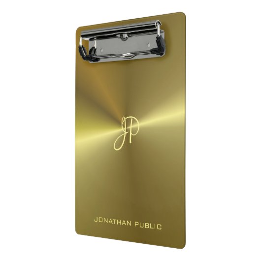Metallic Gold look Elegant Monogram Sjabloon Mini Klembord (Angled2)