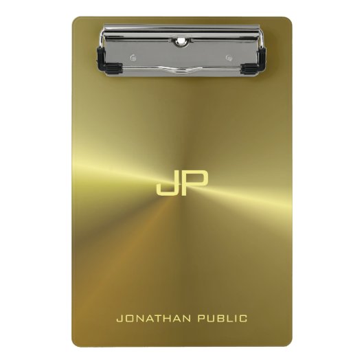 Metallic Gold look Modern Elegant Monogrammen Mini Klembord (Voorkant)