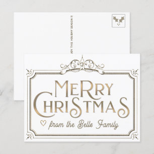 Metallic Gold Merry Fancy Lijst voor kerstmis  Briefkaart