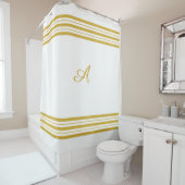 Metallic Gold Monogram en Bars op White Douchegordijn (In situ)