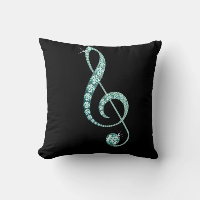 Metallic Gold Music Note Pillow met diamanten Kussen (Voorkant)