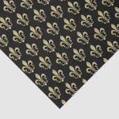 Metallic Gold op Black French Fleur de lis Tissue Tissuepapier (Detail)