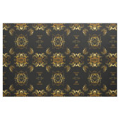 Metallic Gold Pattern op Black Stof (Fat Quarter)