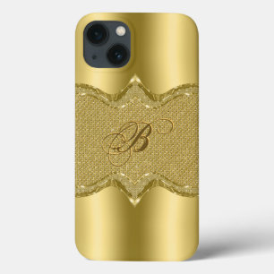 Metallic Gold print met diamanten patroon iPhone 13 Hoesje
