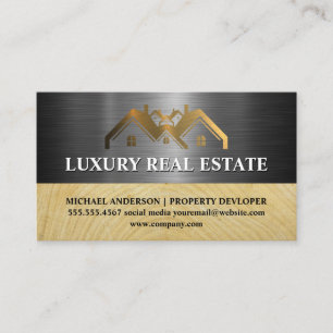 Metallic Gold Property Logo   Metaal   Houtkorrels Visitekaartje