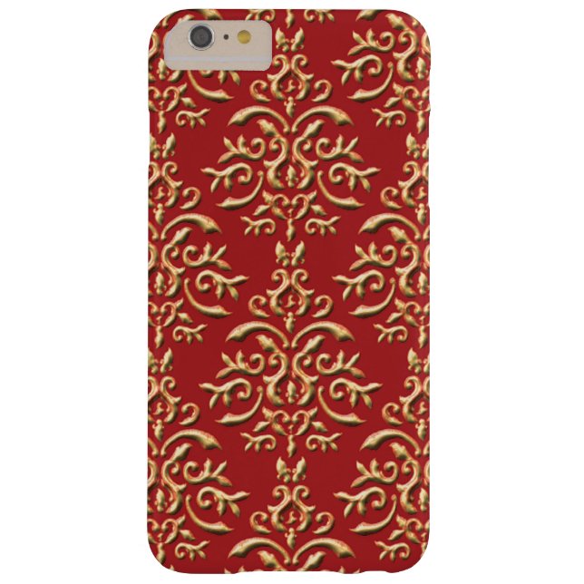 Metallic Gold Red Damask Patroon Case-Mate iPhone Case (Achterkant)