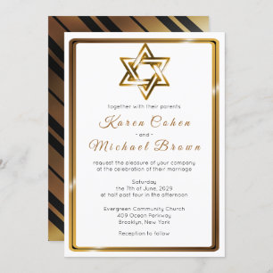 Metallic Gold Star van David Jewish Wedding Kaart