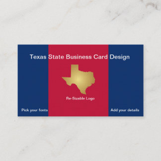 Metallic Gold State of Texas Visitekaartje
