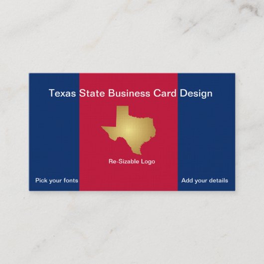 Metallic Gold State of Texas Visitekaartje (Voorkant)