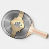 Metallic Gold Steel trompe l’oeil Monogram Tafeltennisbatje (Zijkant)