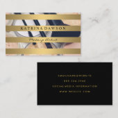 Metallic Gold Stripes Makeup Brushes Foundation Visitekaartje (Voorkant / Achterkant)
