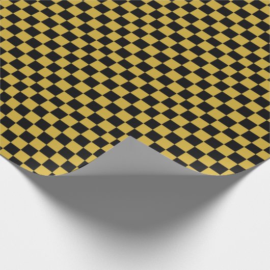 Metallic Gold with Black Square Style Cadeaupapier (Hoek)