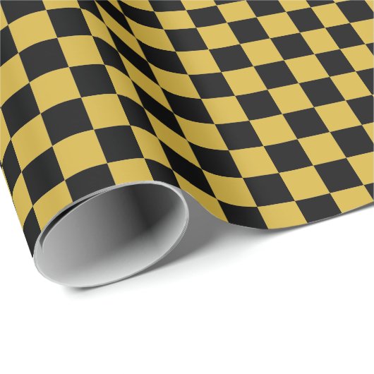 Metallic Gold with Black Square Style Cadeaupapier (Rol Hoek)