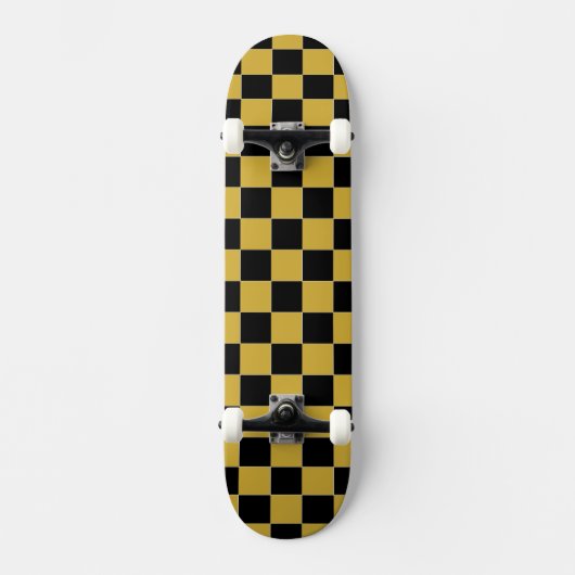 Metallic Gold with Black Square Style Skateboard (Voorkant)