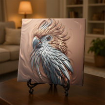 Metallic Golden Silver Embossed Cockatoo Parrot 