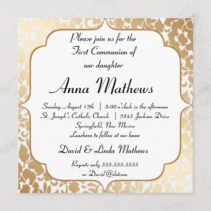 Metallic Golden White Floral First Community Kaart