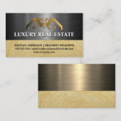 Metallic Goud Eigendom Logo | Metaal | Houtnerf Visitekaartje (Voorkant / Achterkant)