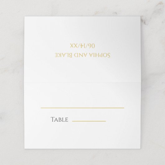 Metallic goud en wit bruiloft gevouwen plaats kaar (Buitenkant ongevouwen)