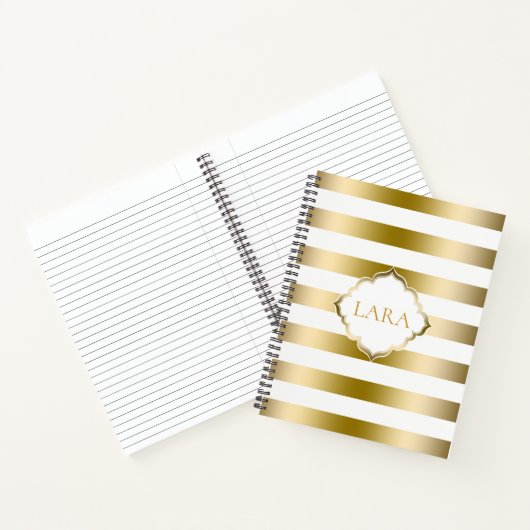 Metallic goud en witte strepen notitieboek (Binnen)