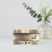 Metallic Goud | Financiën Koersgrafiek Logo Visitekaartje (Staand voorkant)