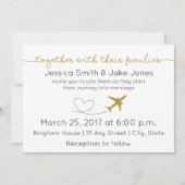 Metallic goud, reizen thema bruiloft uitnodigen kaart (Voorkant)