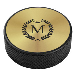 Metallic goud roestvrij staal zwart laurierkrans hockey puck