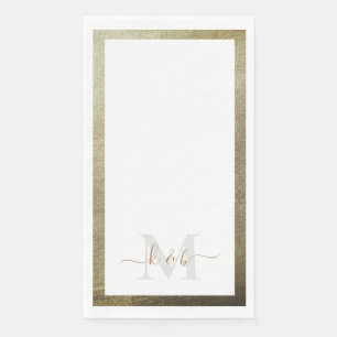 Metallic Goud Script Monogram Elegant Bruiloft Servet
