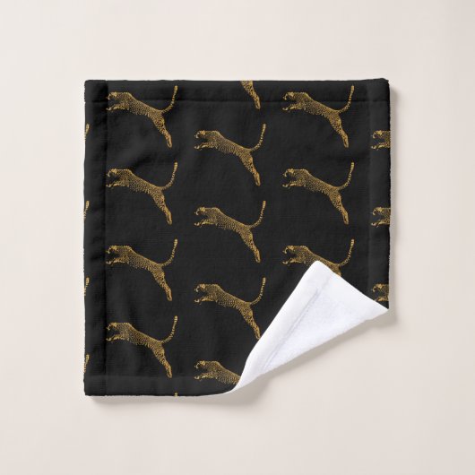 Metallic goud springende cheeta bad handdoek (Wasdoekje)