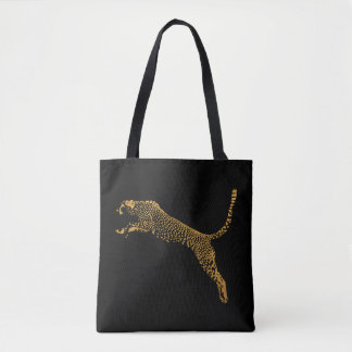Metallic goud springende cheeta draagtas