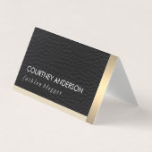 Metallic goud trim en leer visitekaartjes (Voorkant)