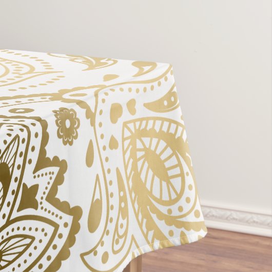 Metallic goud wit bloemen paisley tafelkleed (Voorbeeld)